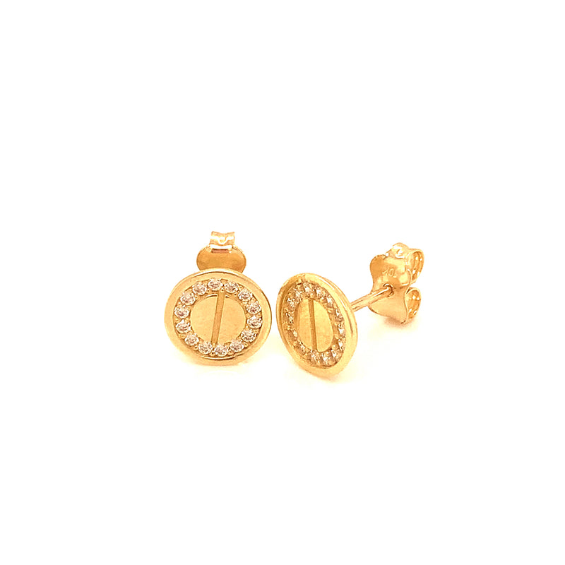 Aretes con circones en oro amarillo 10kt.