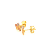 Aretes (flor) en oro tres tonos 10k