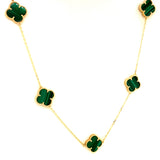 Collar (trébol verde) en oro amarillo 10kt. 42/45cm