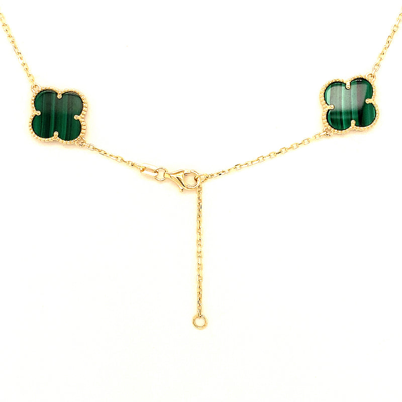 Collar (trébol verde) en oro amarillo 10kt. 42/45cm