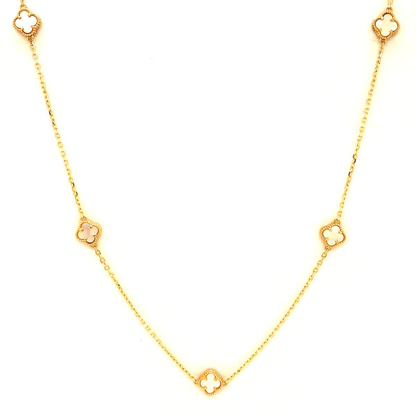 Collar (trébol blanco) en oro amarillo 10kt. 42/45cm