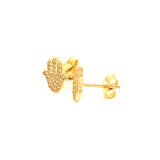 Aretes (hamsa) con circones en oro amarillo 10kt