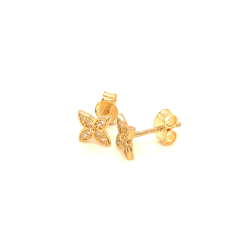 Aretes con circones en oro amarillo 10kt.