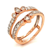 Anillo doble con diamantes en oro rosado 14kt