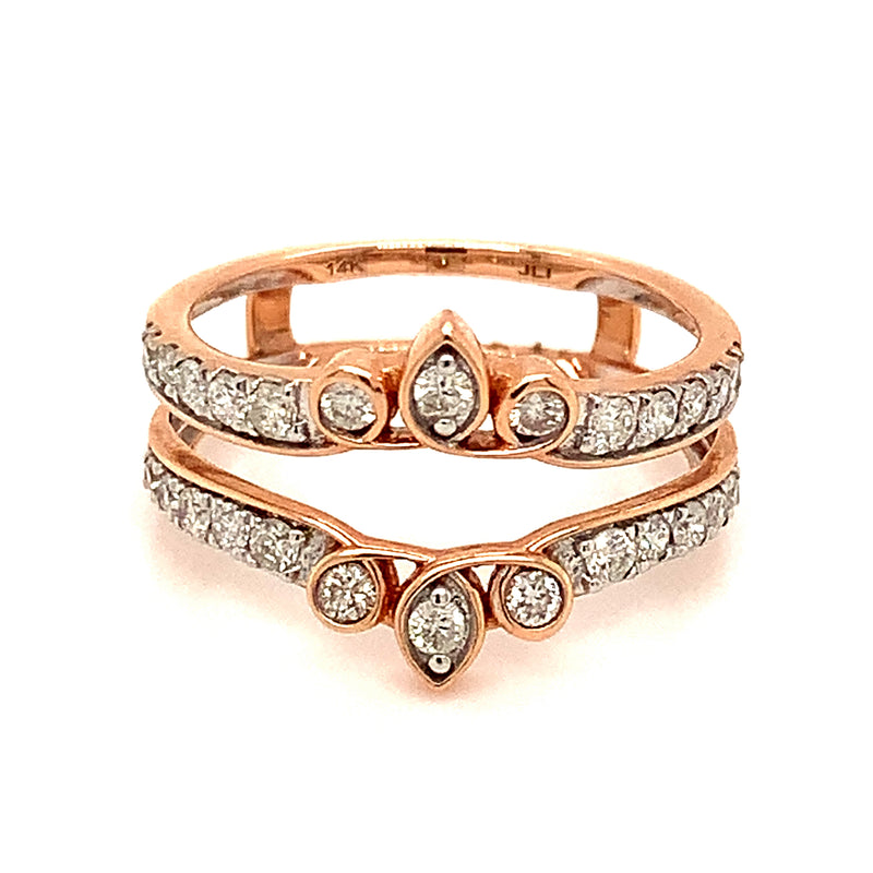 Anillo doble con diamantes en oro rosado 14kt