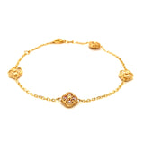 Pulsera (trébol dorado) en oro amarillo 10kt. 17CM/19CM