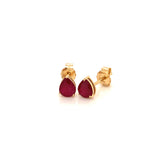 Aretes de rubi en oro amarillo 18k