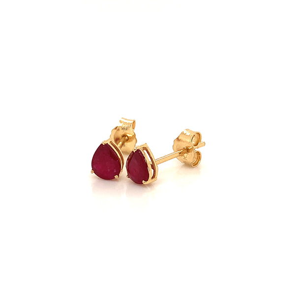 Aretes de rubi en oro amarillo 18k