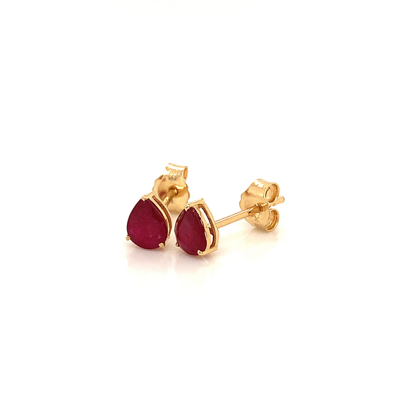 Aretes de rubi en oro amarillo 18k