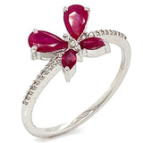Anillo con rubí y diamantes en oro blanco 18KT