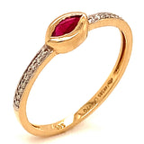 Anillo con rubí y diamantes en oro amarillo 14KT