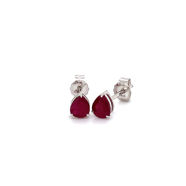 Aretes de rubi en oro blanco 18k