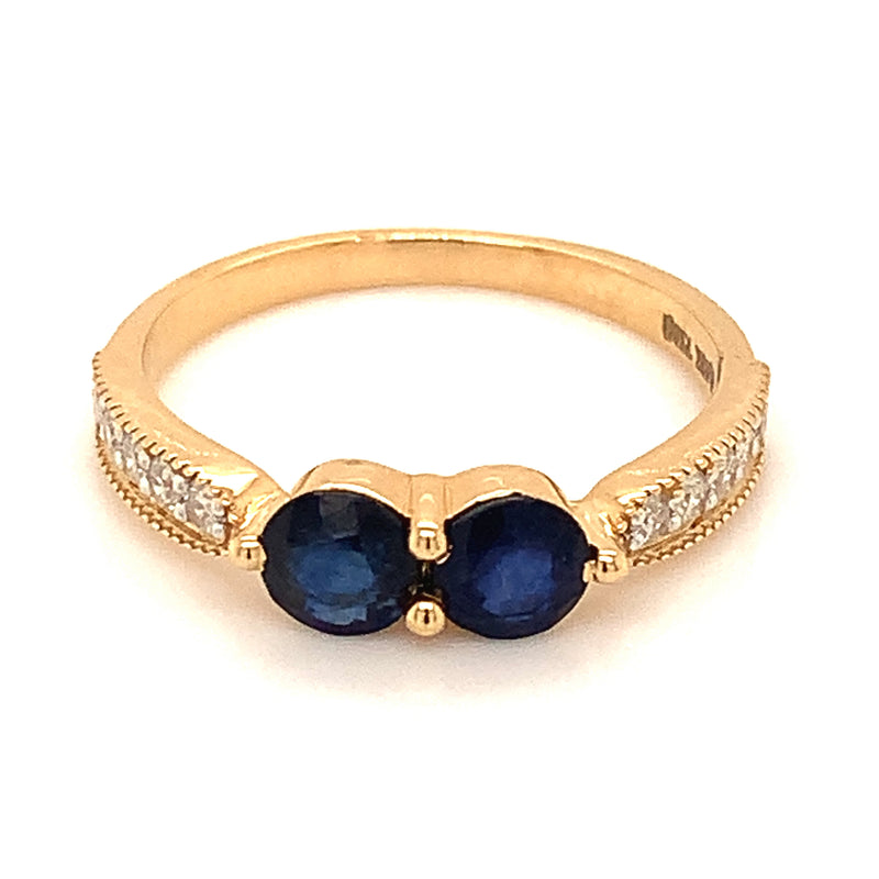 Anillo de zafiro en oro amarillo 18k