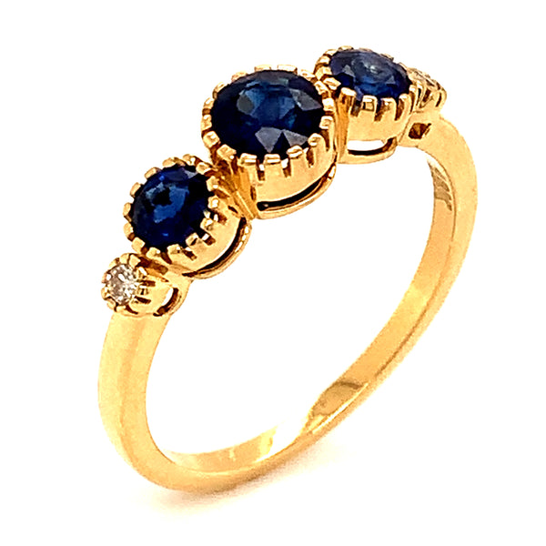 Anillo de zafiros en oro amarillo 18k