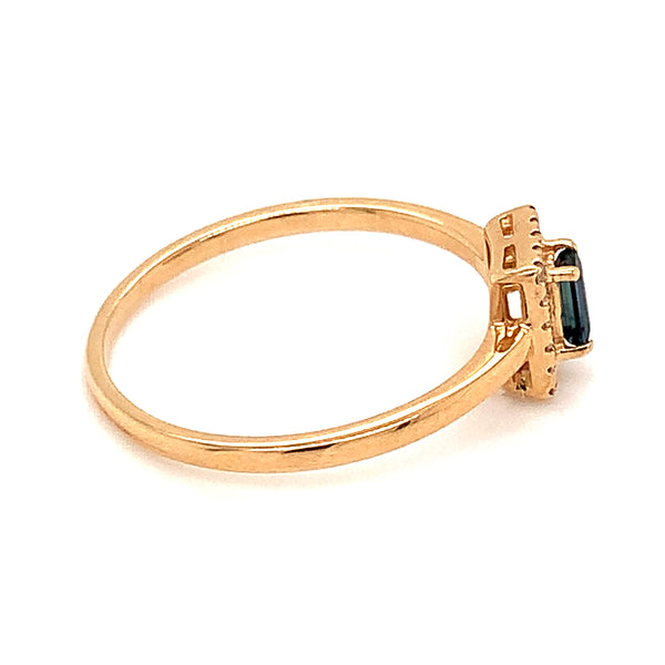 Anillo de zafiro en oro amarillo 14k