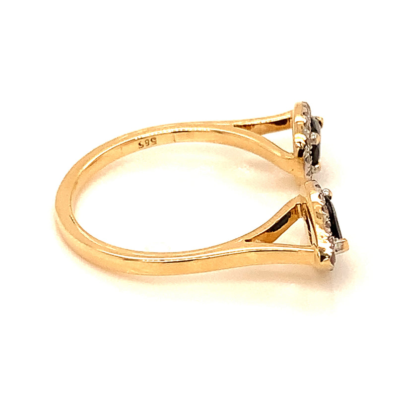 Anillo de zafiro en oro amarillo 14k