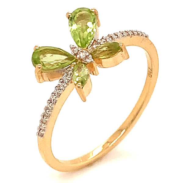 Anillo de peridoto en oro amarillo 18kt.