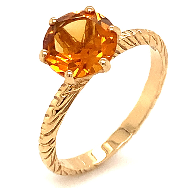 Anillo de citrino en oro amarillo 14kt.