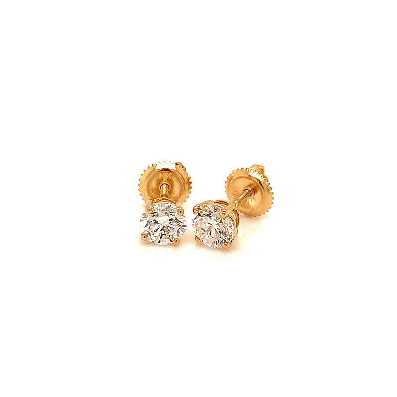 (LD) Aretes con diamantes de laboratorio en oro amarillo 14kt.