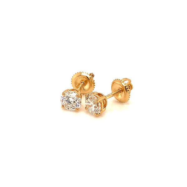 (LD) Aretes con diamantes de laboratorio en oro amarillo 14kt.