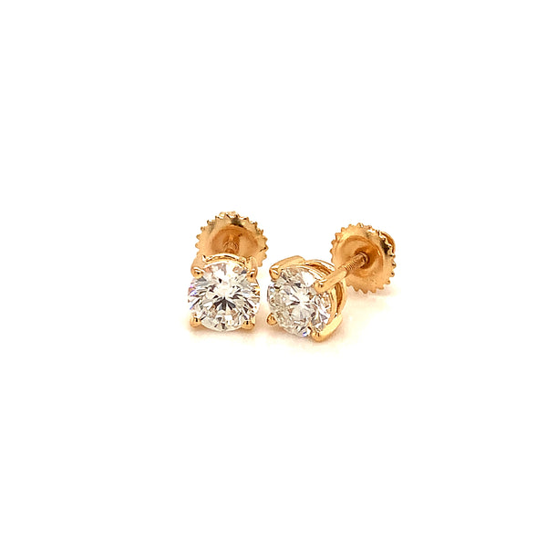 (LD) Aretes con diamantes de laboratorio en oro amarillo 14kt.