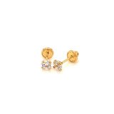 Aretes con circones para bebés en oro amarillo 18kt