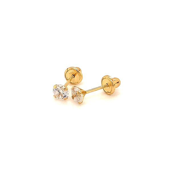 Aretes con circones para bebés en oro amarillo 18kt