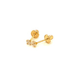 Aretes con circones para bebés en oro amarillo 18kt