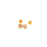 Aretes con circones para bebés en oro amarillo 18kt