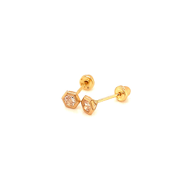 Aretes con circones para bebés en oro amarillo 18kt