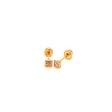 Aretes con circones para bebés en oro amarillo 18kt