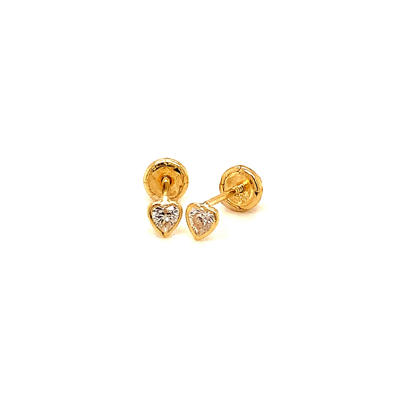 Aretes con circones para bebés en oro amarillo 18kt