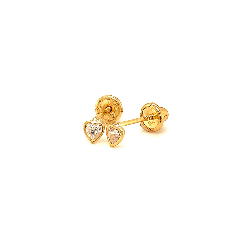 Aretes con circones para bebés en oro amarillo 18kt