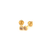 Aretes con circones para bebés en oro amarillo 18kt