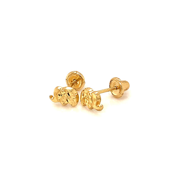 Aretes (elefante) para bebés en oro amarillo 18kt