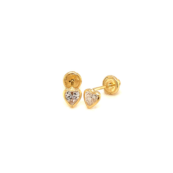 Aretes con circones para bebés en oro amarillo 18kt