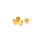 Aretes (corazón) para bebés en oro amarillo 18kt