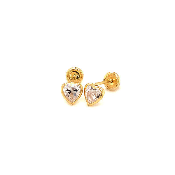 Aretes con circones para bebés en oro amarillo 18kt