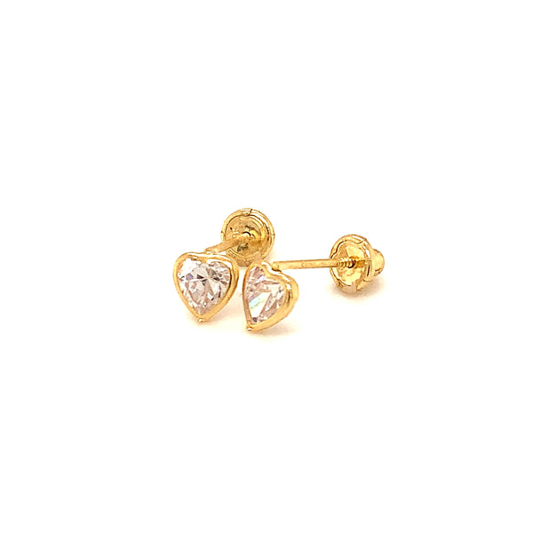 Aretes con circones para bebés en oro amarillo 18kt