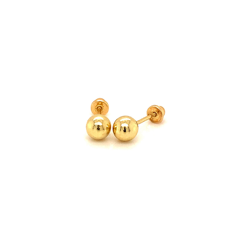 Aretes (bolita) para bebés en oro amarillo 18kt