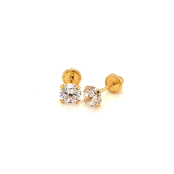 Aretes con circones para bebés en oro amarillo 18kt