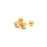 Aretes con circones para bebés en oro amarillo 18kt