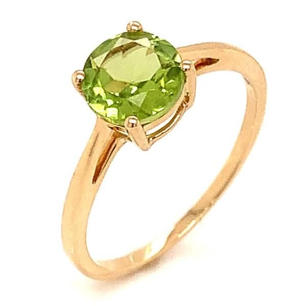 Anillo de peridoto en oro amarillo 14kt.