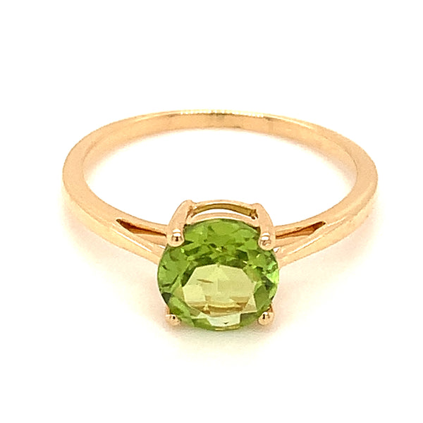 Anillo de peridoto en oro amarillo 14kt.