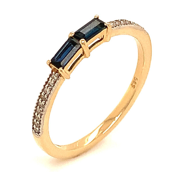 Anillo de zafiro en oro amarillo 14k