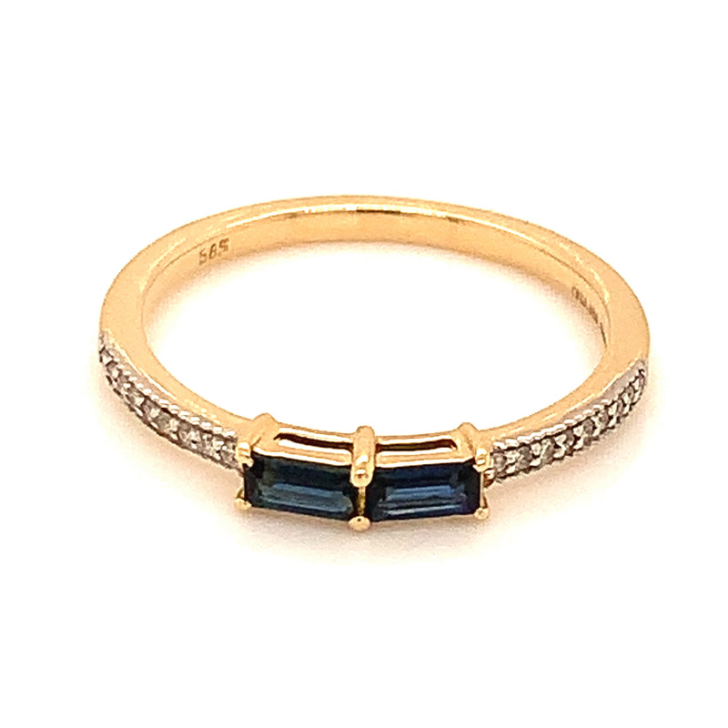 Anillo de zafiro en oro amarillo 14k