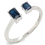 Anillo de zafiro en oro blanco 14k