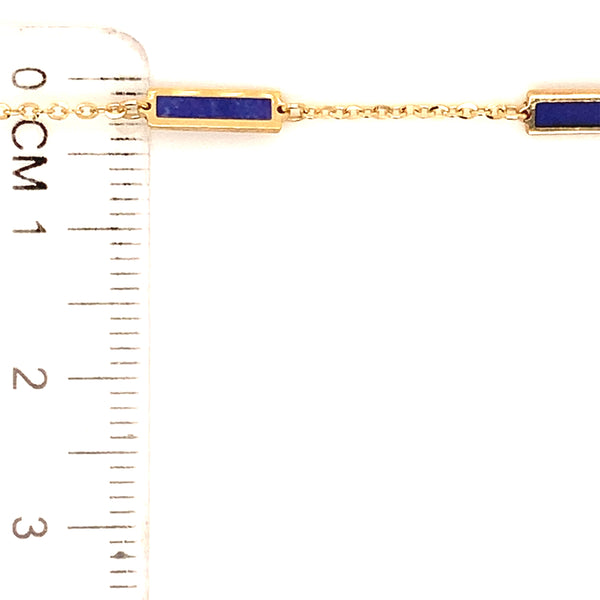 Pulsera con Lapis Lazuli en oro amarillo 14kt. 17.5CM