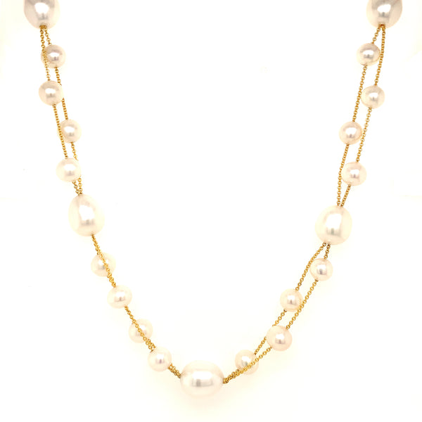 Collar de perla en oro amarillo 14kt. 45cm