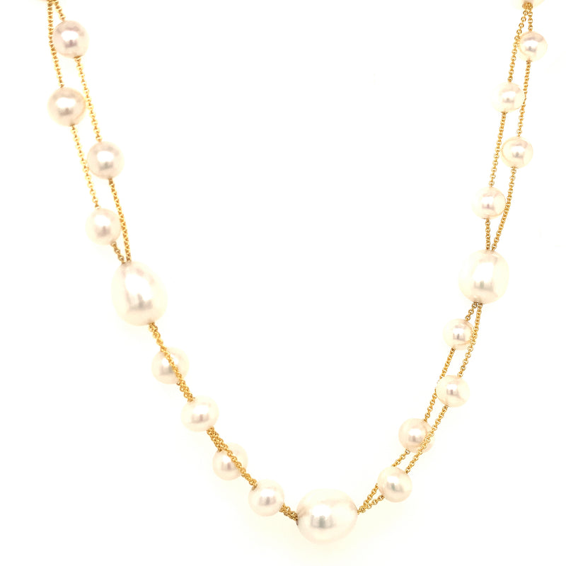 Collar de perla en oro amarillo 14kt. 45cm